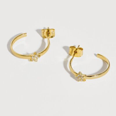 CZ Star Flat Edge Hoops