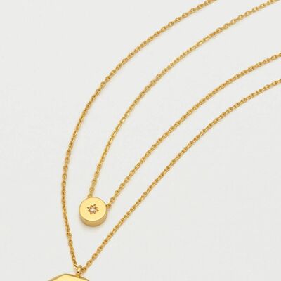 Double Chain CZ Slider and Disc Necklace