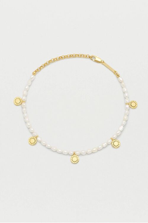 Gemstone Charm Anklet Gold / Pearl