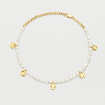 Gemstone Charm Anklet Gold / Pearl