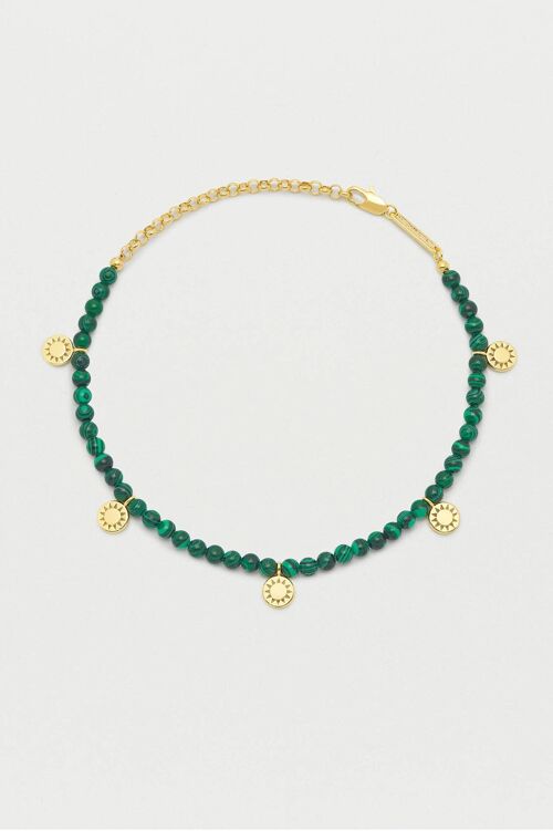 Gemstone Charm Anklet Gold / Malachite