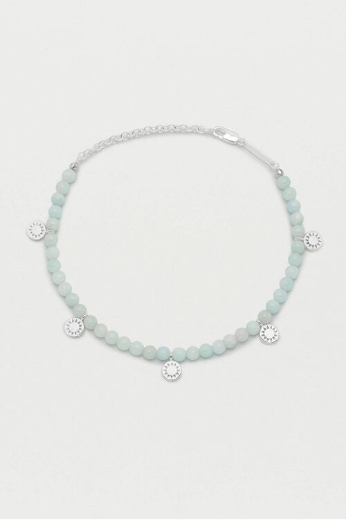 Gemstone Charm Anklet Silver / Amazonite