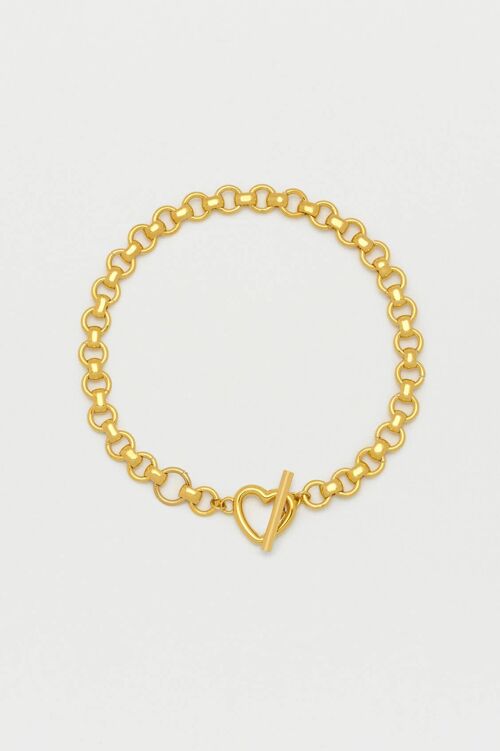 Heart T-Bar Link Chain Bracelet
