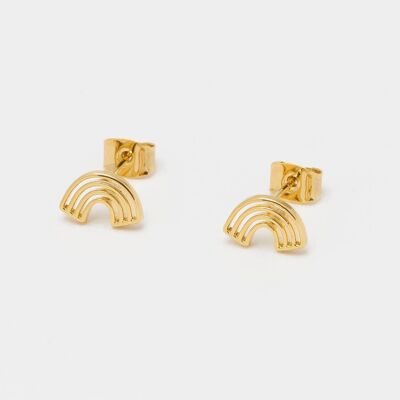 Aretes minimalistas con diseño de arcoíris