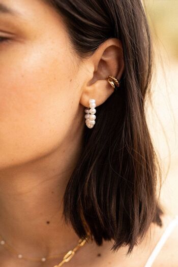 Boucles d'oreilles créoles perlées multi-perles 2