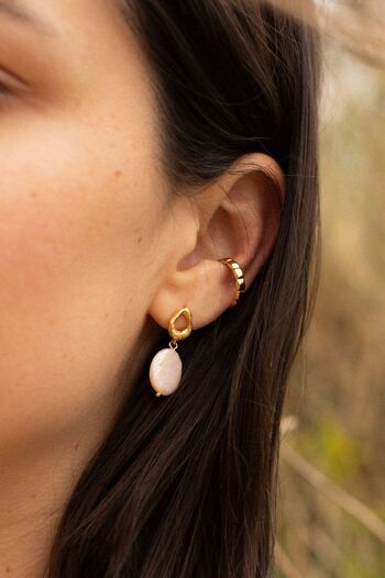 Boucles d'oreilles pendantes en perles organiques 2