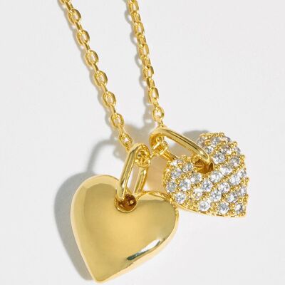 Pave Double Heart Charm Necklace