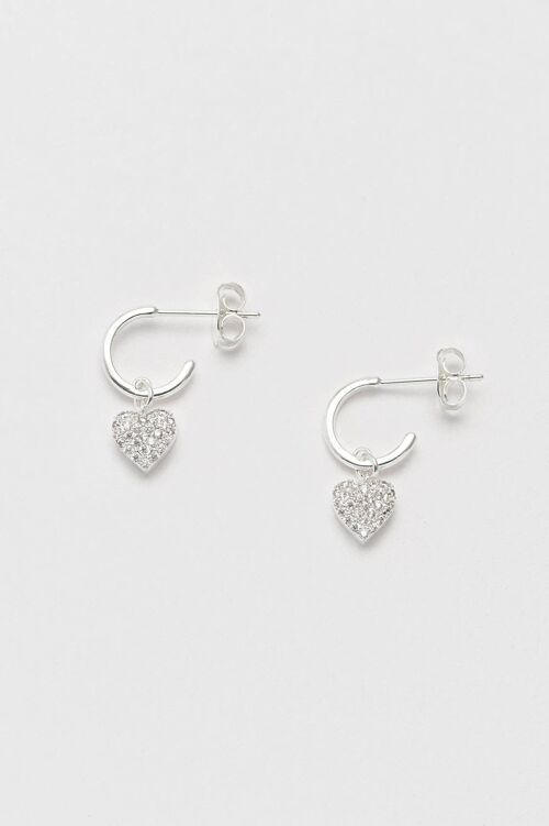Pave Heart Drop Earrings