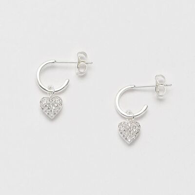 Pave Heart Drop Earrings