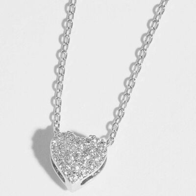 Pave Heart Slider Necklace