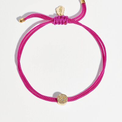 Bracelet d'Amitié Pavé Sourire Fuschsia