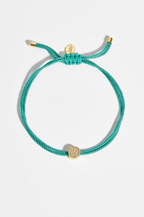 Pave Smile Friendship Bracelet Teal