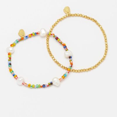 Rainbow Pearl Bracelet Set