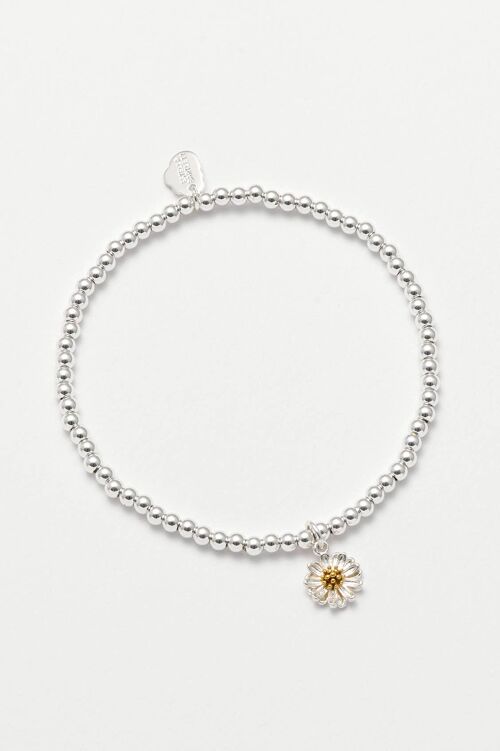 Sienna Wildflower Bracelet with Silver Beads and Silver Wild