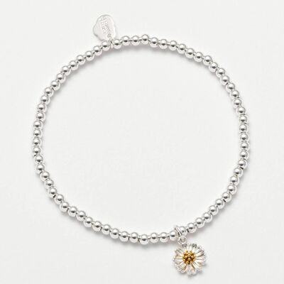 Sienna Wildflower Bracelet with Silver Beads and Silver Wild