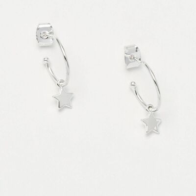 Star Drop Hoop Earrings