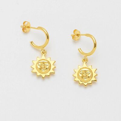 Sun Face Charm Drop Earrings