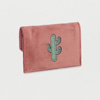 Porte-cartes enveloppe cactus brodé