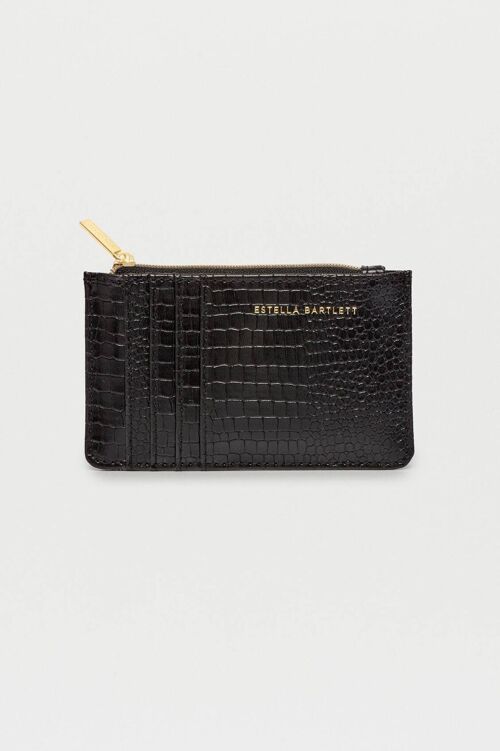 Rectangle Card Purse Black Croc