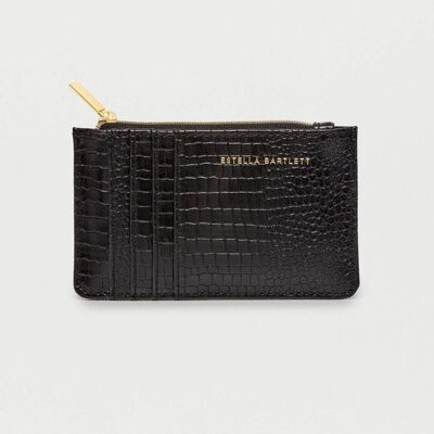 Rectangle Card Purse Black Croc