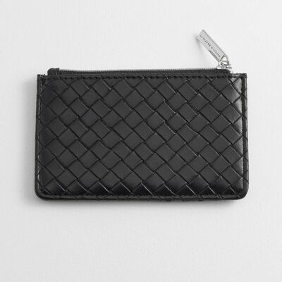 Porte-Cartes Rectangle Tissage Noir