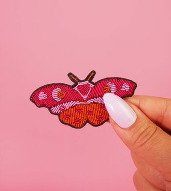 Broche Papillon Amour - fait main broderie cannetille 1