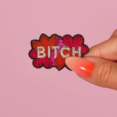 Bitch-Brosche - handgemachte Cannetille-Stickerei