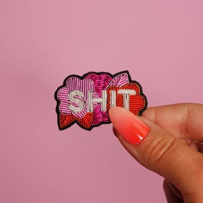 Broche Shit - fait main broderie cannetille