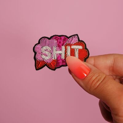 Broche Shit - fait main broderie cannetille