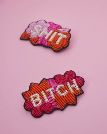Broche Shit - fait main broderie cannetille 4