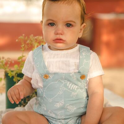 Salopette courte bleue bébé garçon COC-45057
