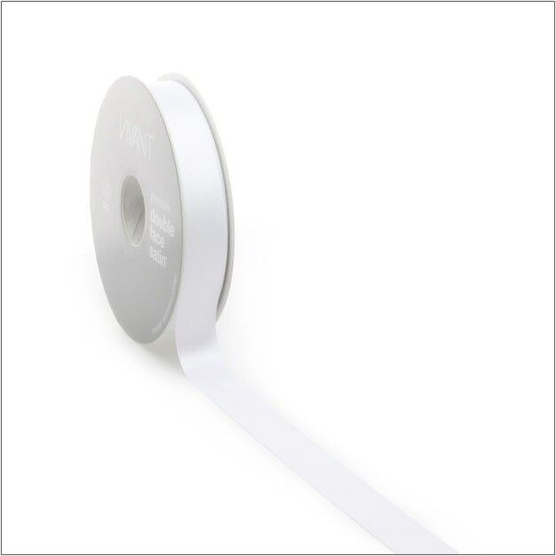 Satin ribbon - white - 16 mm x 25 meters