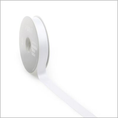 Satin ribbon - white - 10 mm x 25 meters