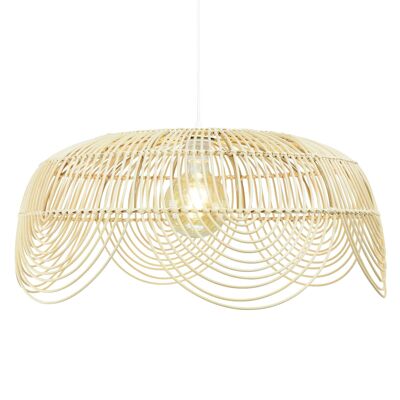 Palmite natural-coloured rattan and metal pendant lamp - Large model