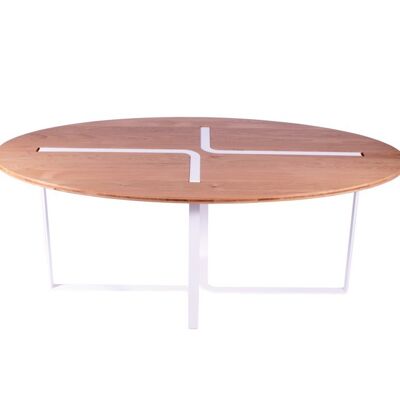 Tavolo ovale di design Sangle in massello di rovere
