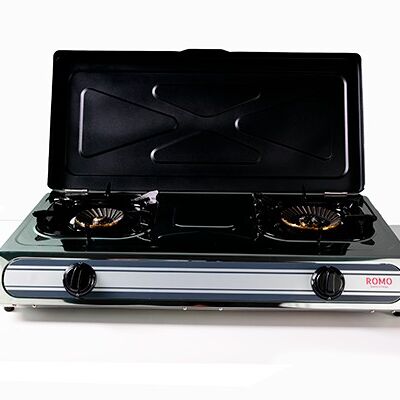 Gas stove with 2 burners Stainless