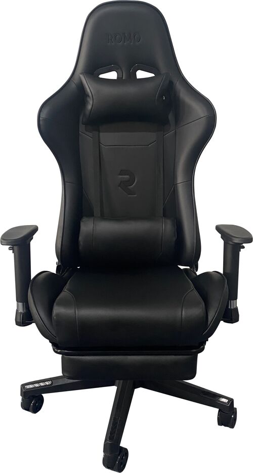 Silla Gaming Negra con Reposapiernas