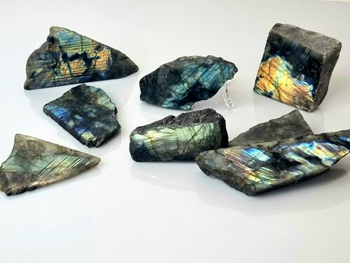 Labradorite Crystals Half Polished Slices