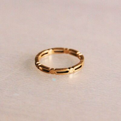 Stainless steel minimalist ring with cubes - gold