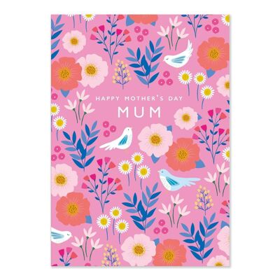 Bonita tarjeta rosa estampada para el día de la madre