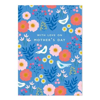 Carte bleue à motifs pour la fête des mères