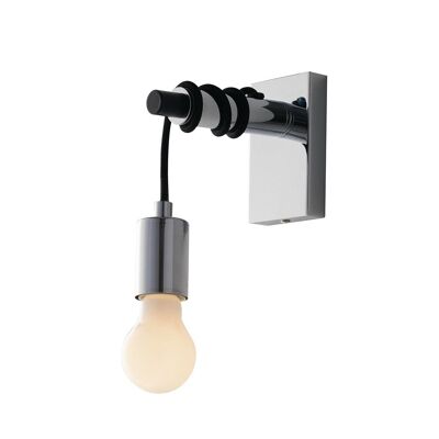 ADMIRAL wall light with chromed metal structure and black fabric cables
