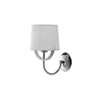 Astoria wall light in chrome metal with white fabric lampshade (1XE27)