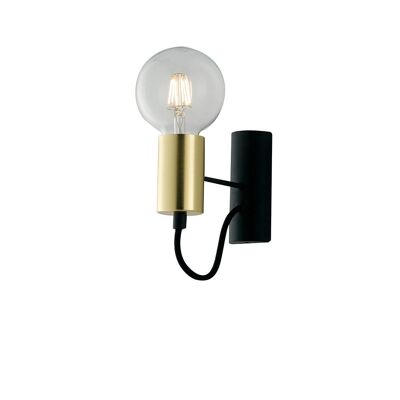 Aplique de pared Axon en metal negro y dorado y cable textil negro (1XE27)