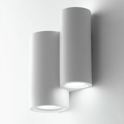 Wall light BANJIE in paintable white plaster with double emission light (4xGU10)