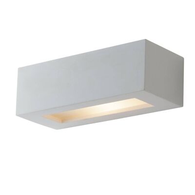 Rectangular CANDIDA wall light in paintable white plaster with biemission light-I-CANDIDA-S-AP