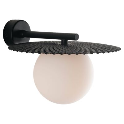 Chaplin wall light in satin gold or black metal and white glass diffuser (1XG9)-I-CHAPLIN-AP NER