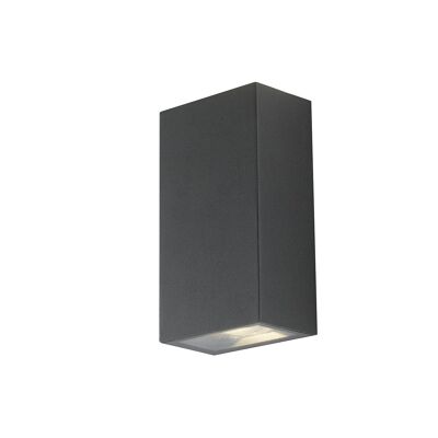 Dezir outdoor wall lamp in black embossed aluminum and double light emission upwards and downwards