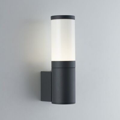Discovery outdoor wall light in aluminum with integrated LED, embossed anthracite finish