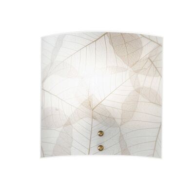 EDEN wall light in white glass with brown leaf decoration (1XE27)-I-EDEN/AP